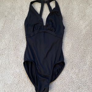 Bloch Mirella black label P/xs woman halter neck leotard ballet core black